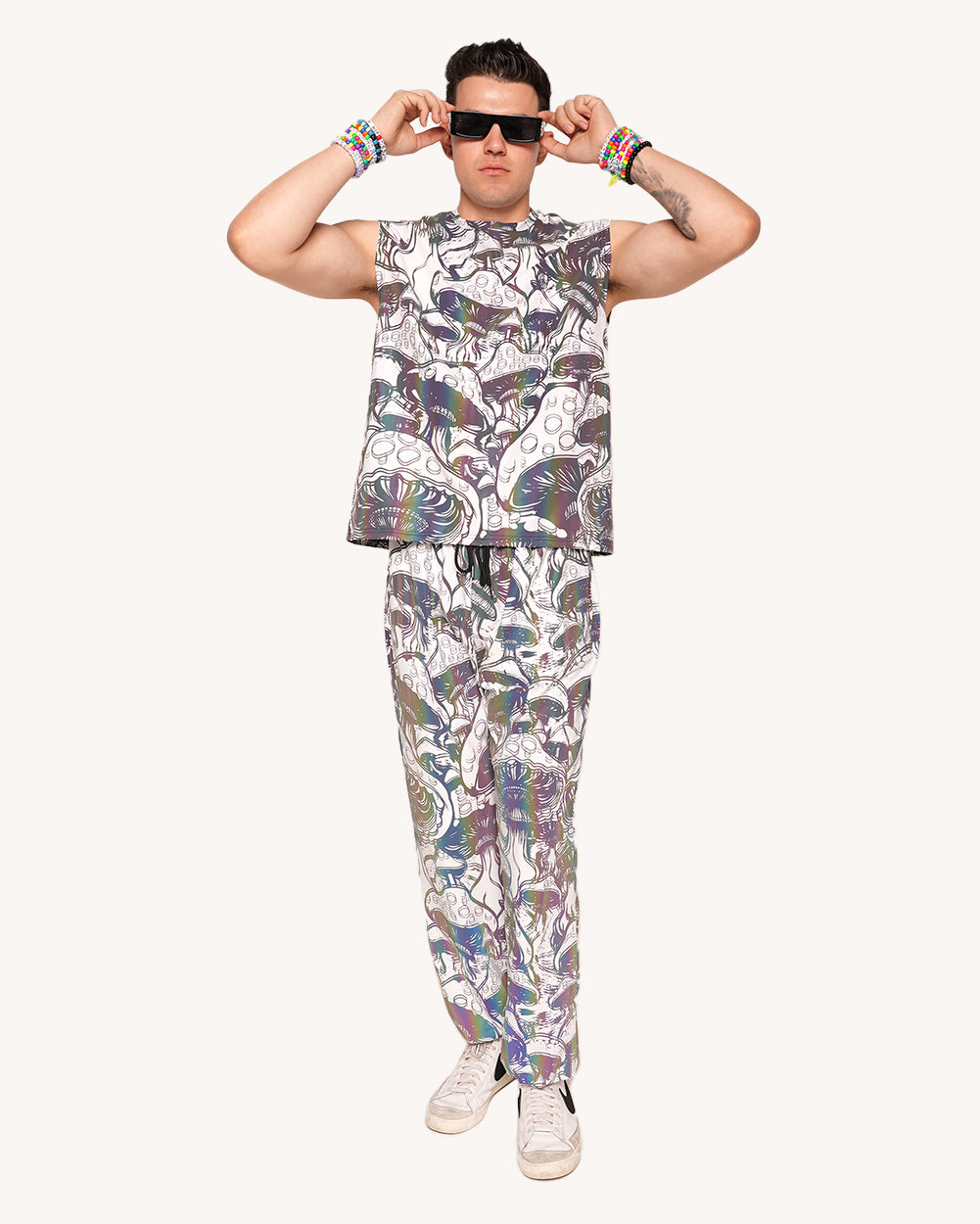 Secret of Life Mushroom Rainbow Reflective Joggers-Men
