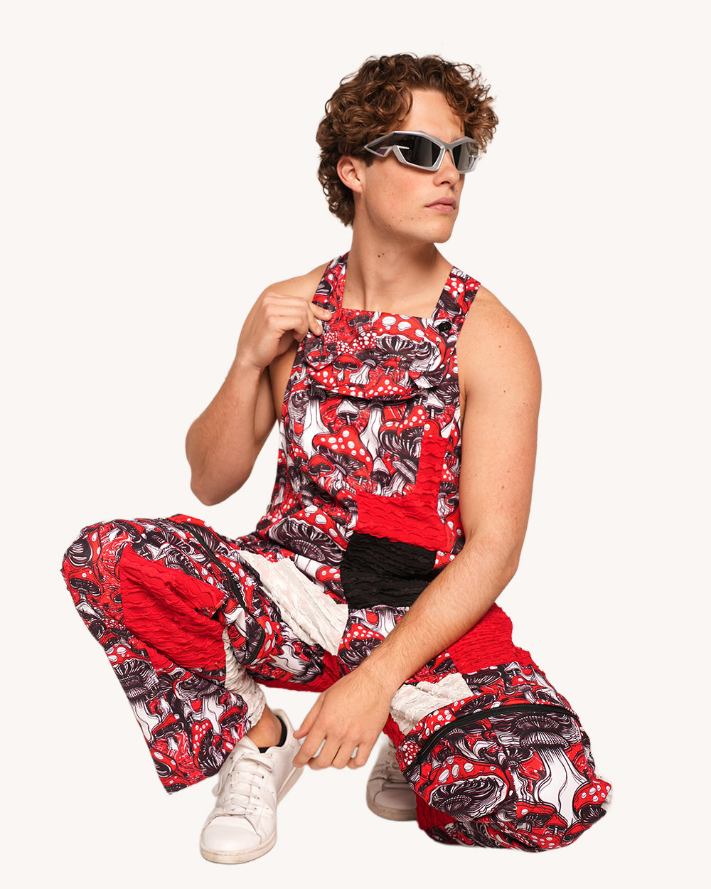 Secret of Life Mushroom Zipper Overalls-Men