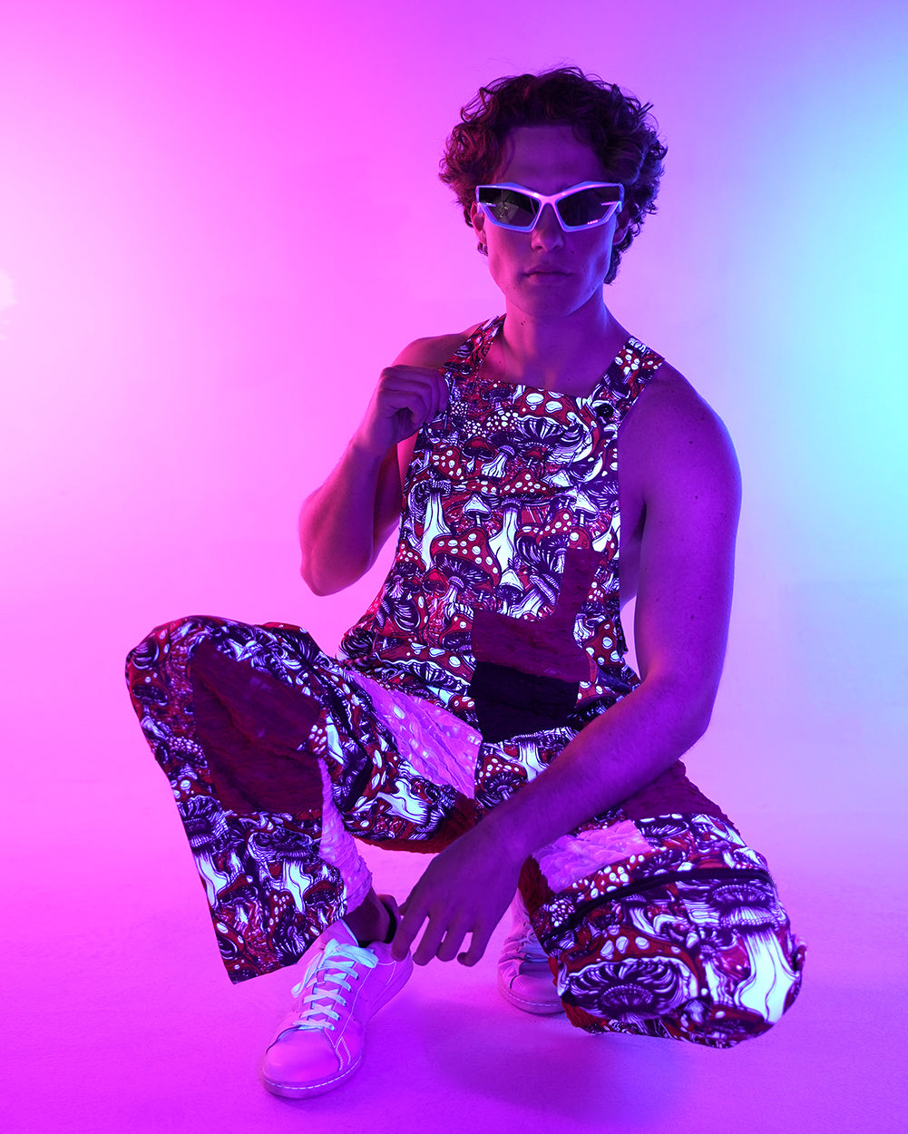 Secret of Life Mushroom Zipper Overalls-Men