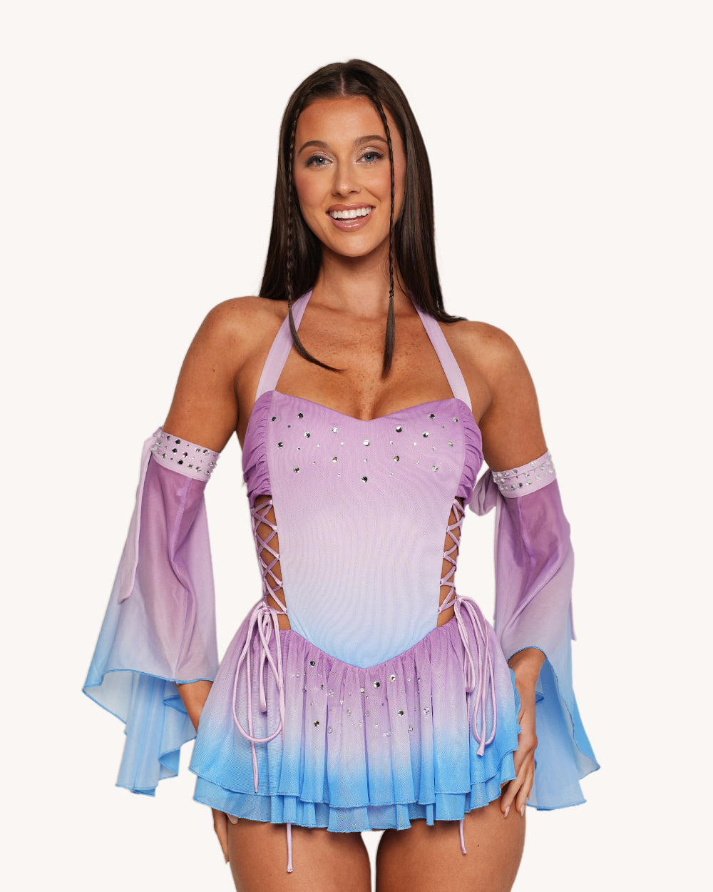 Seraphine Halter Dress with Sleeves - Image 71065763414199