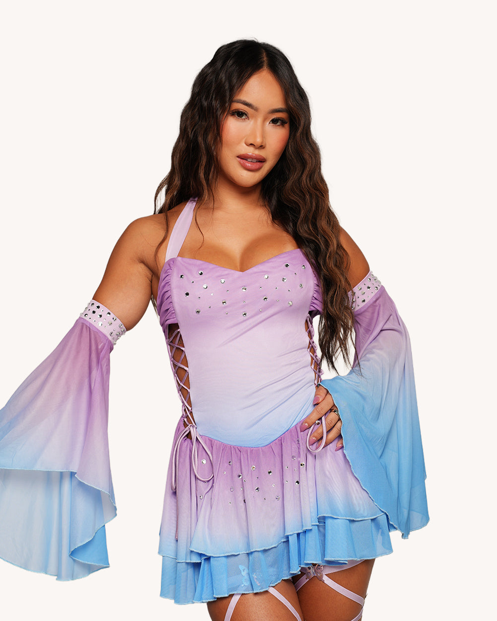 Seraphine Halter Dress with Sleeves - Image 38383802482871