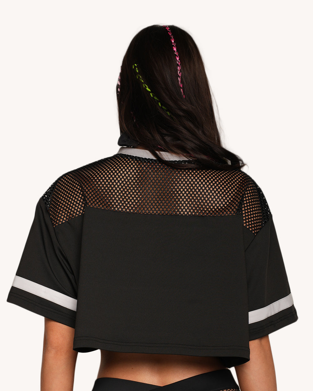 Silver Reflective Happy Hour Cropped Football Jersey - Image 35112292647095