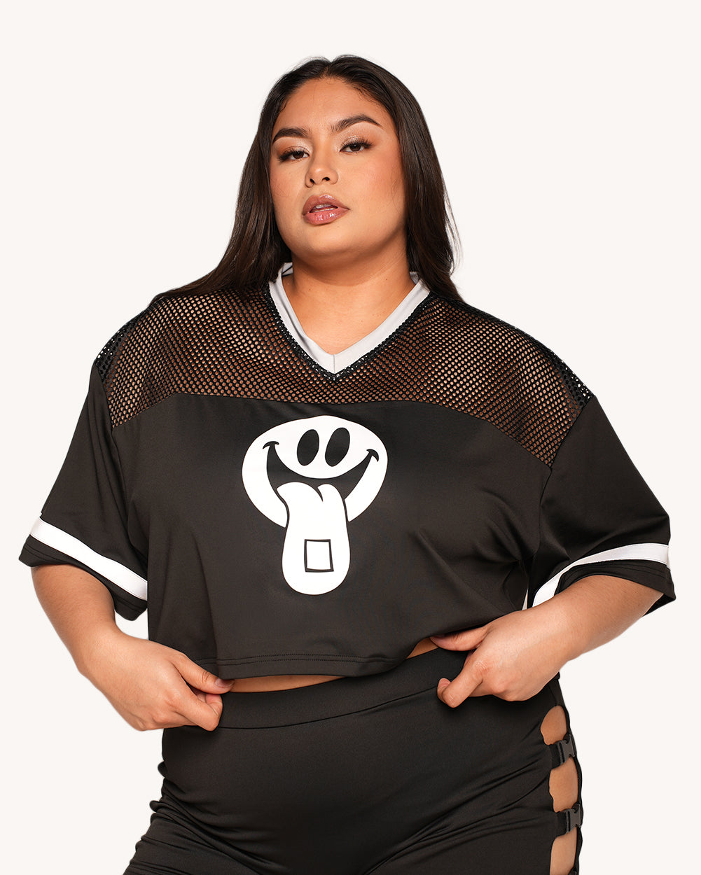 Silver Reflective Happy Hour Cropped Football Jersey - Image 35089452368055