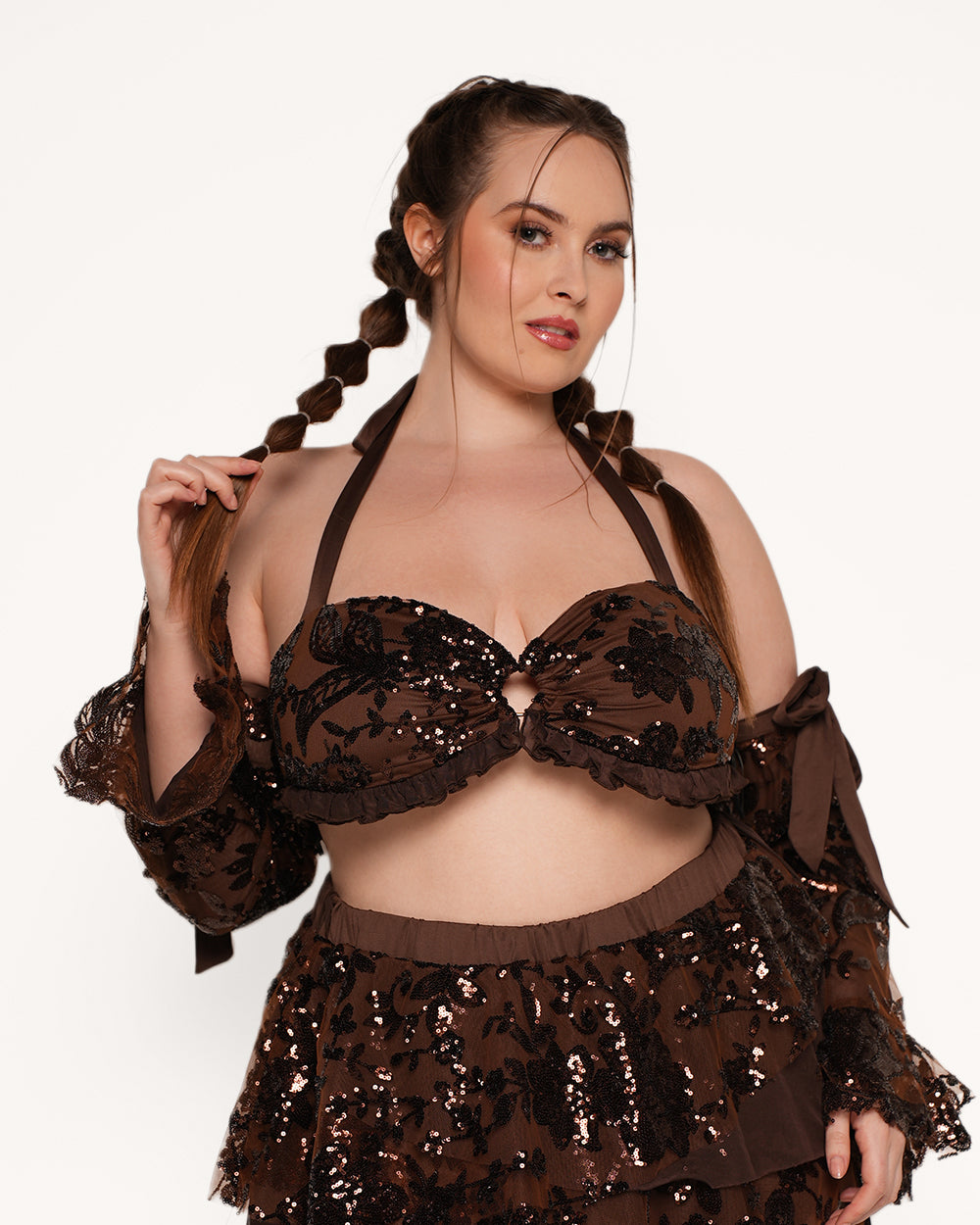 Bohemian Princess Sequin Ruffle O-Ring Top with Sleeves - Image 6