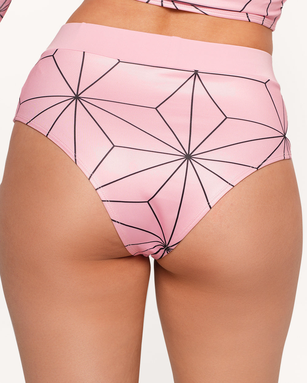 Feel the Rage Demon Slayer Booty Shorts-Black/Prink-Regular-Back--Valerie---S