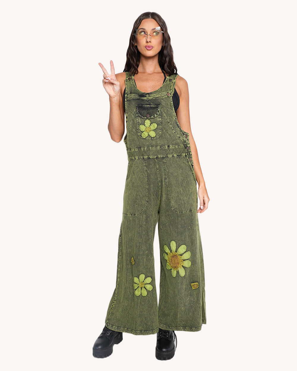 Sunflower State of Mind Overalls - Green - Image 1