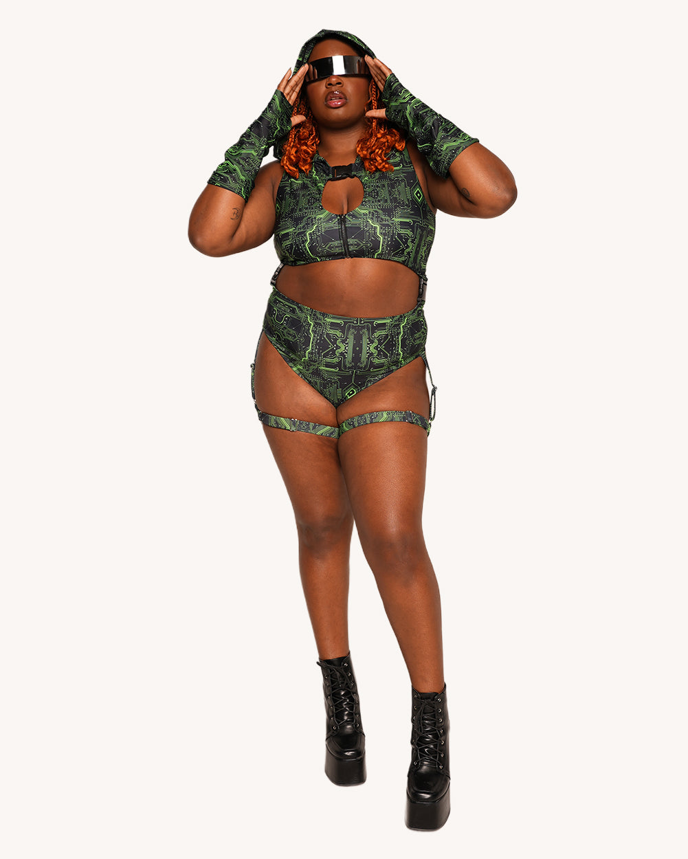 Cyber Matrix Bodysuit with Sleeves - Image 34138387316919