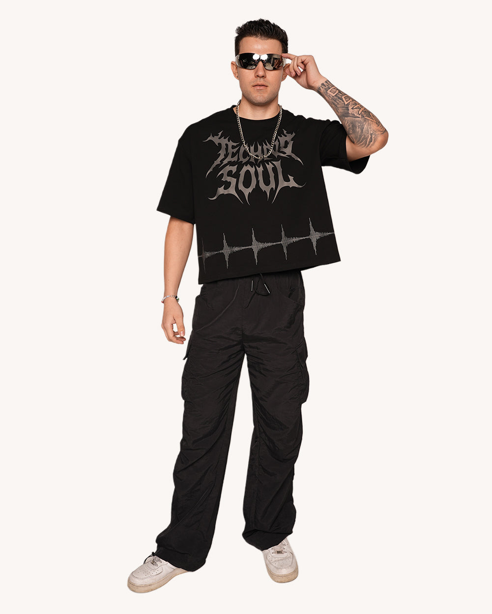 Techno Soul Graphic Oversized Tee-Men