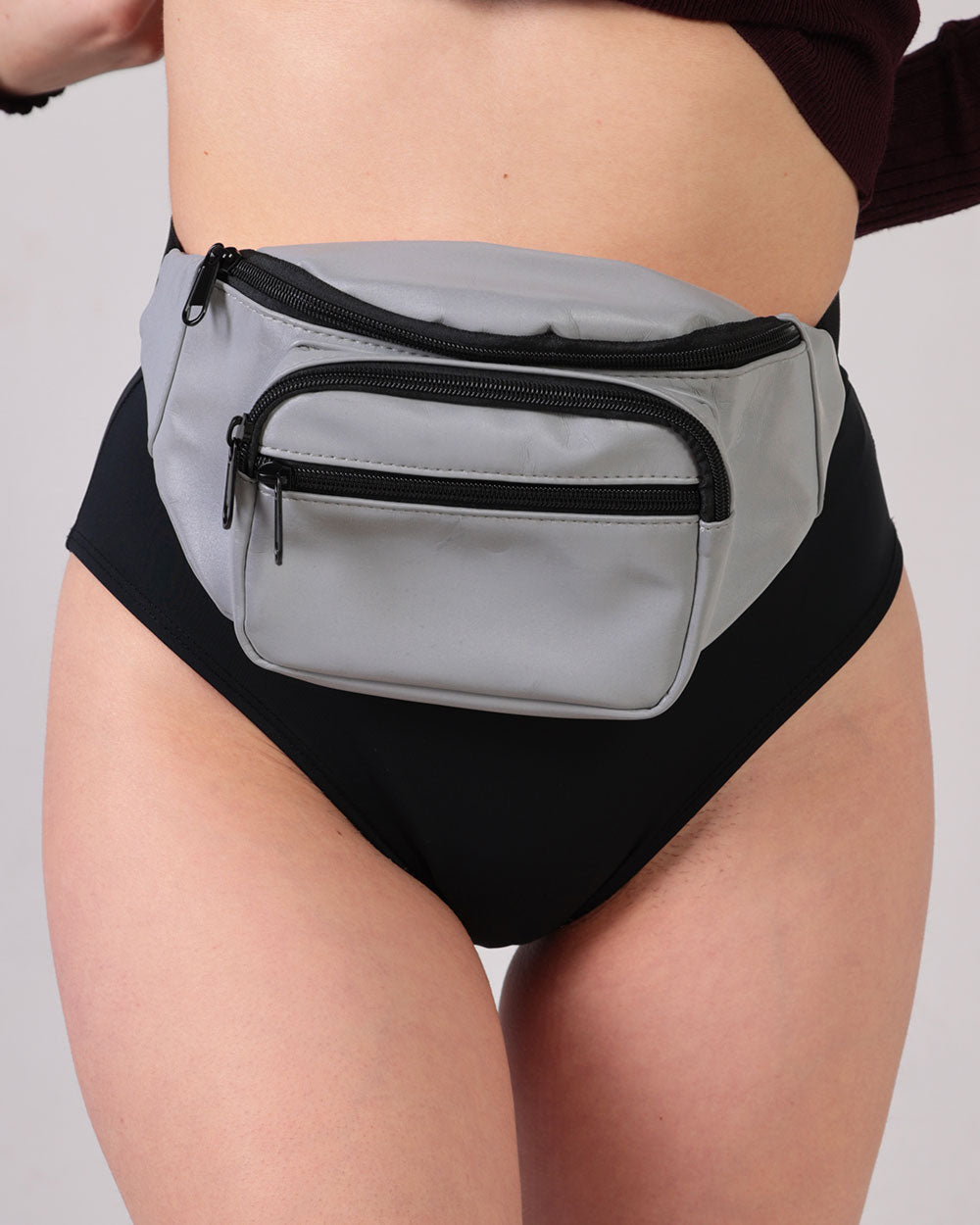 Techno Twilight Silver Reflective Fanny Pack-Silver-Front