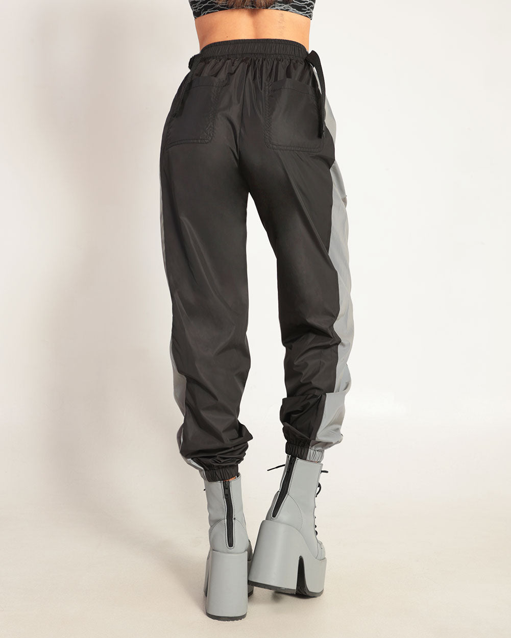 Time 2 Get Lit Reflective Cargo Joggers-Black-Back--Hannah---S