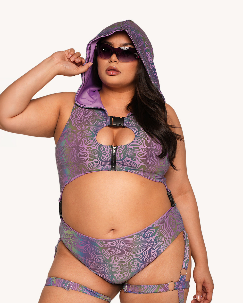 Twisted Reality Purple Rainbow Reflective Bodysuit - Image 35089454334135