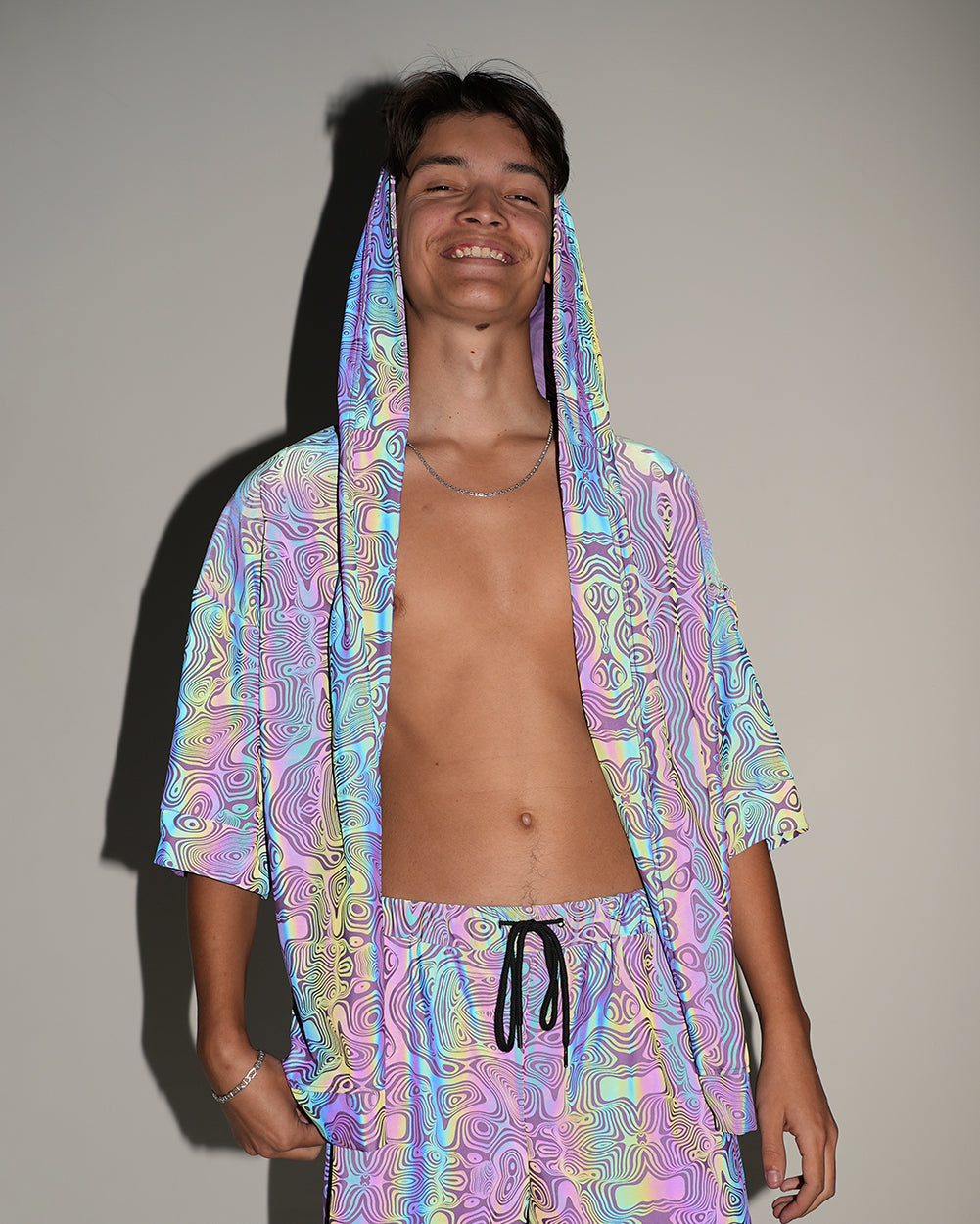 Twisted Reality Purple Rainbow Reflective Robe-Men