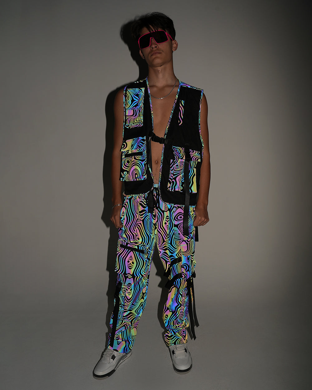 Twisted Reality Rainbow Reflective Cargo Pants - Image 35416663228599