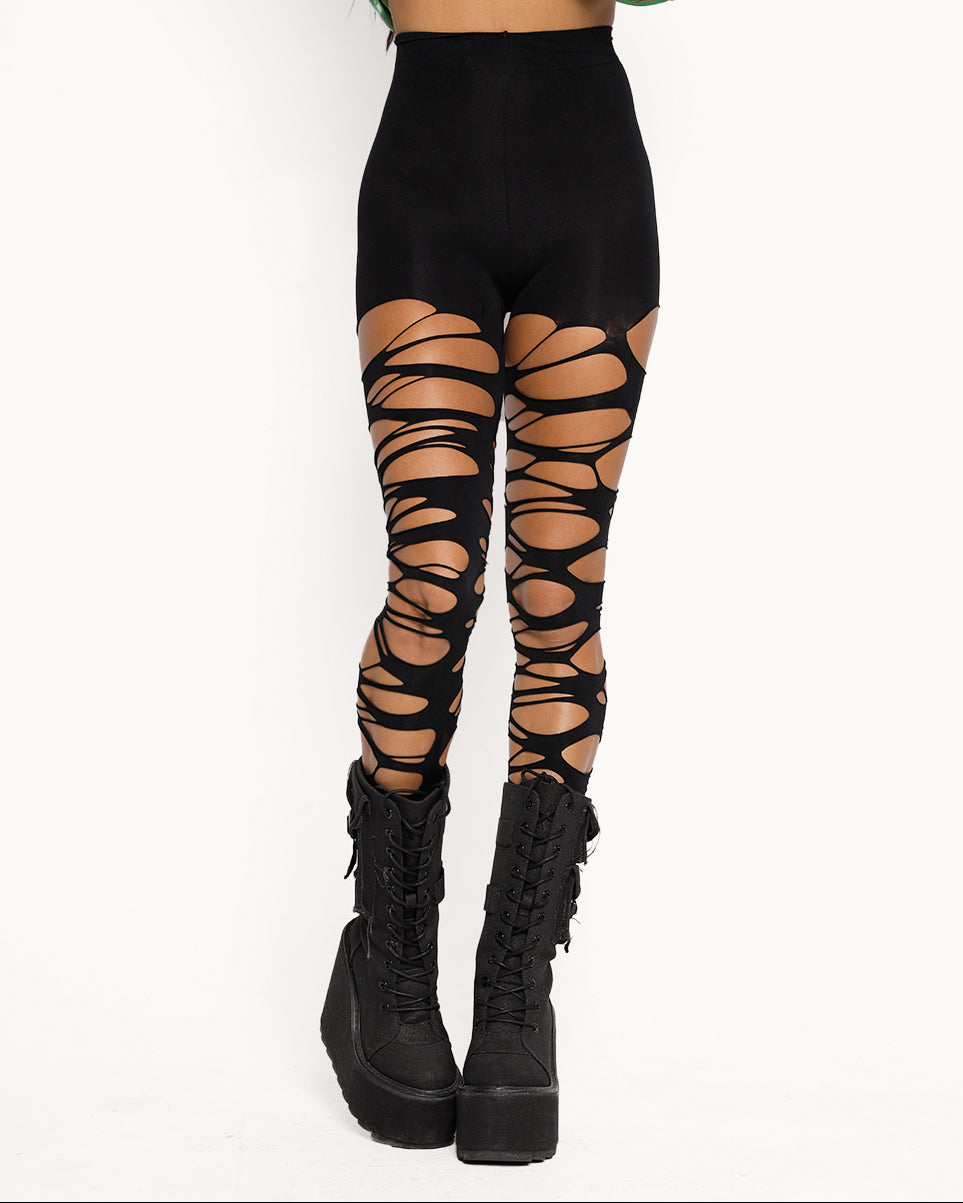 Unfazed Distressed Tights-Black-Regular-Front--Courtney---S