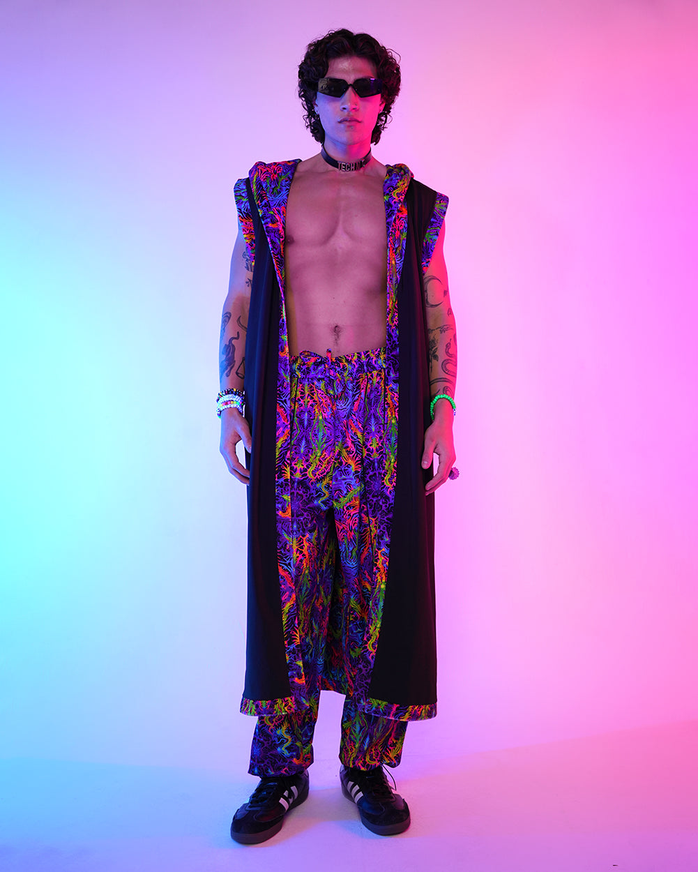 Pixxie Stixx x iHR PsyTrip Dancefloor Master Cloak
-Black/Blue/Pink-Regular-Front 3--Aden---L
