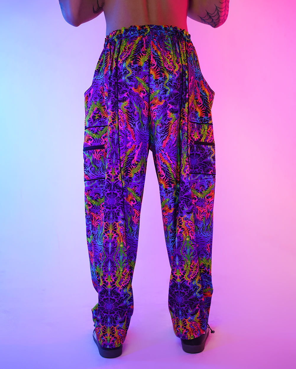 Pixxie Stixx x iHR PsyTrip Harem Pants
-Black/Blue/Pink-Regular-Back--Aden---L