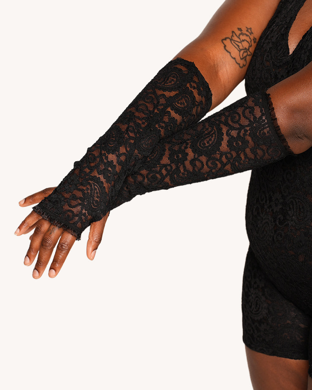 VIP Behavior Lace Romper with Sleeves - Image 33159413334199