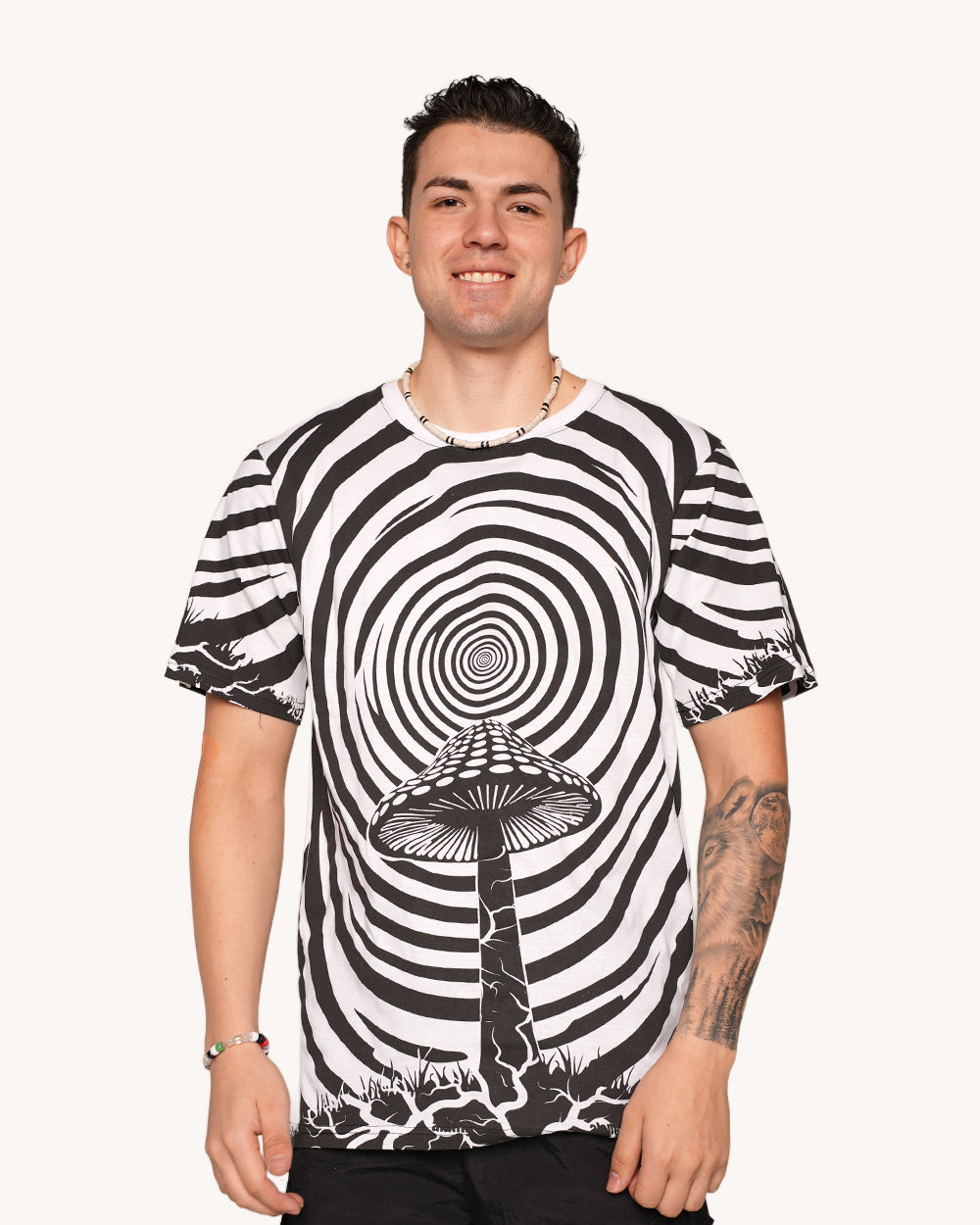 Vivid Vortex Swirly Mushroom Tee-Men