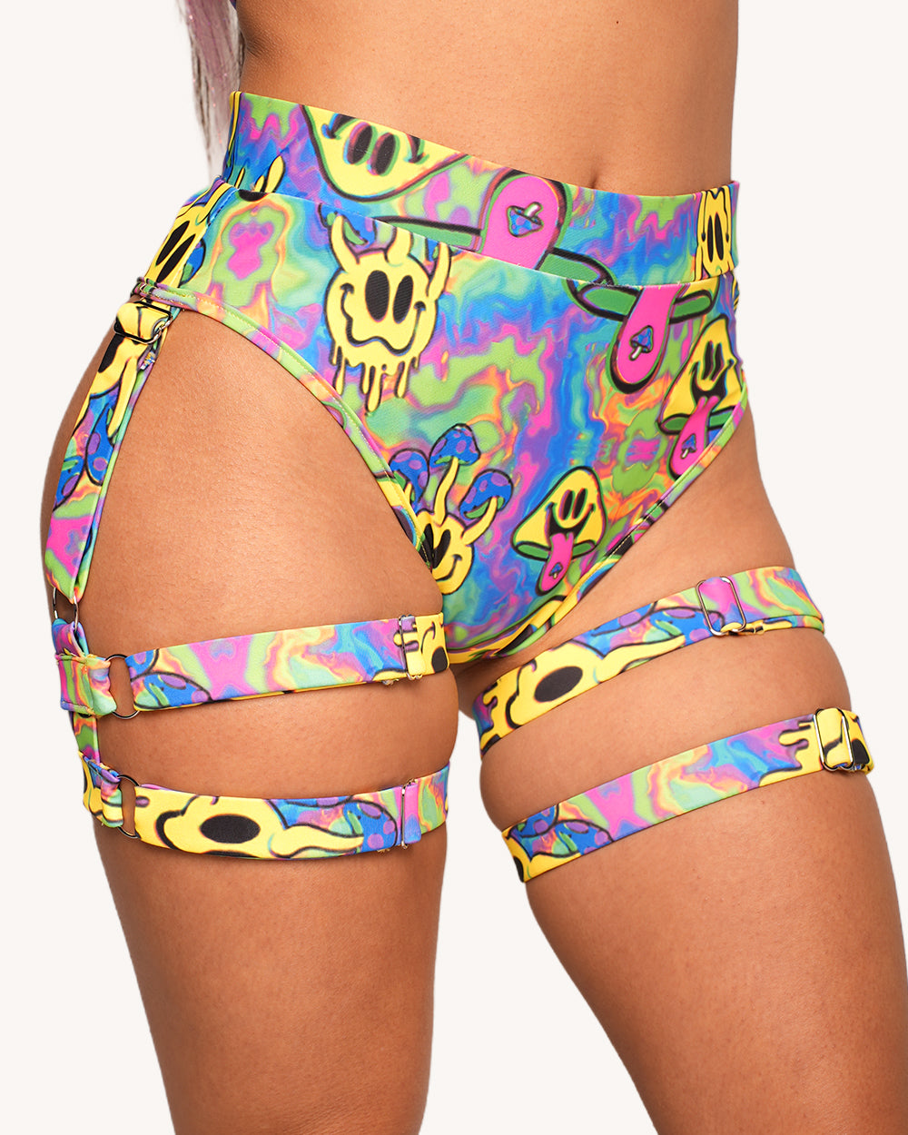 Welcome to Trippyland Harness Booty Shorts - Image 1