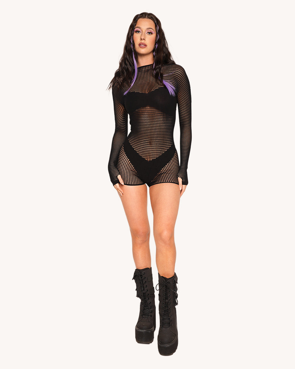 Wild Thing Fishnet Romper - Image 34592788414647