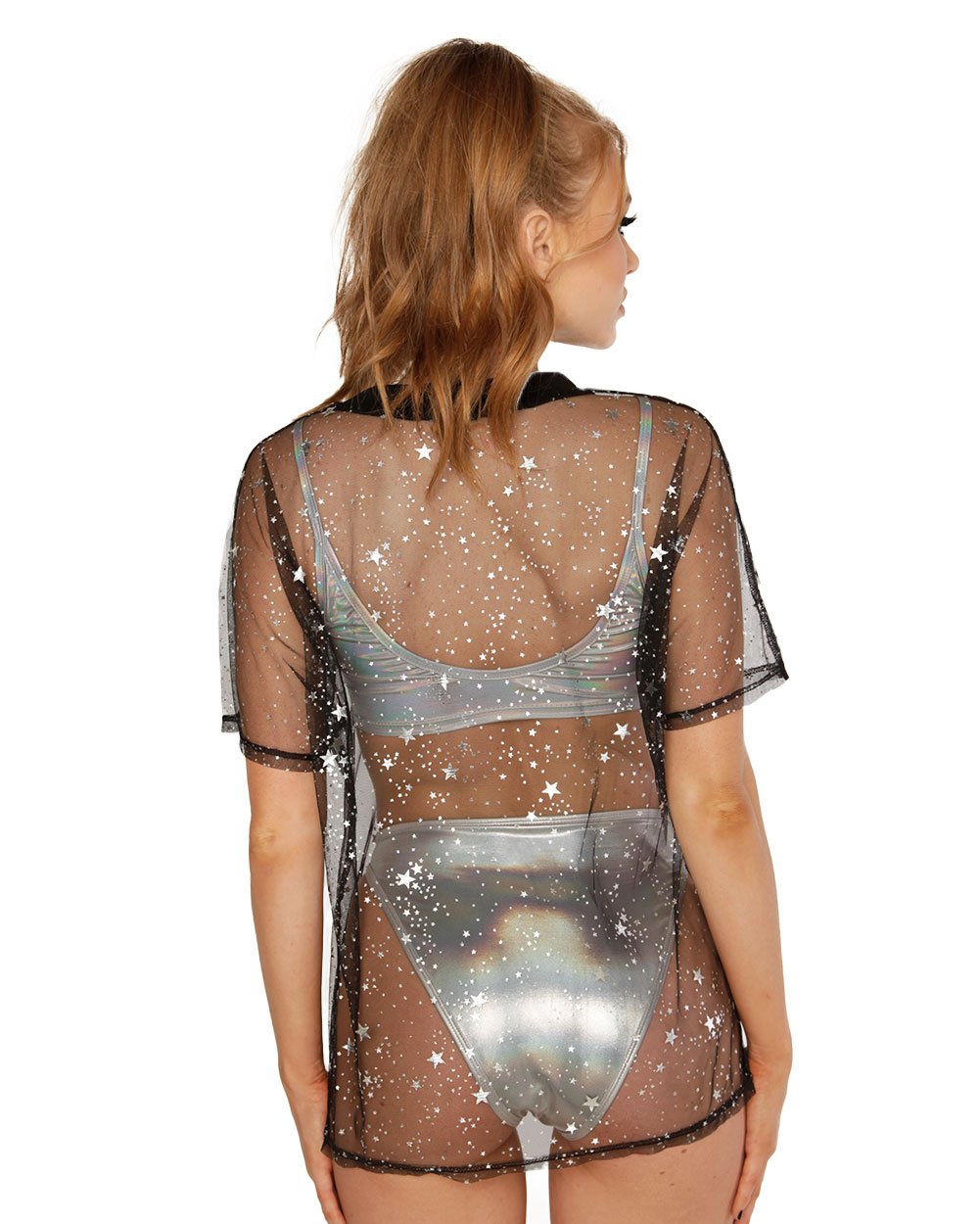 Holo Star Oversized Mesh Tee-Back