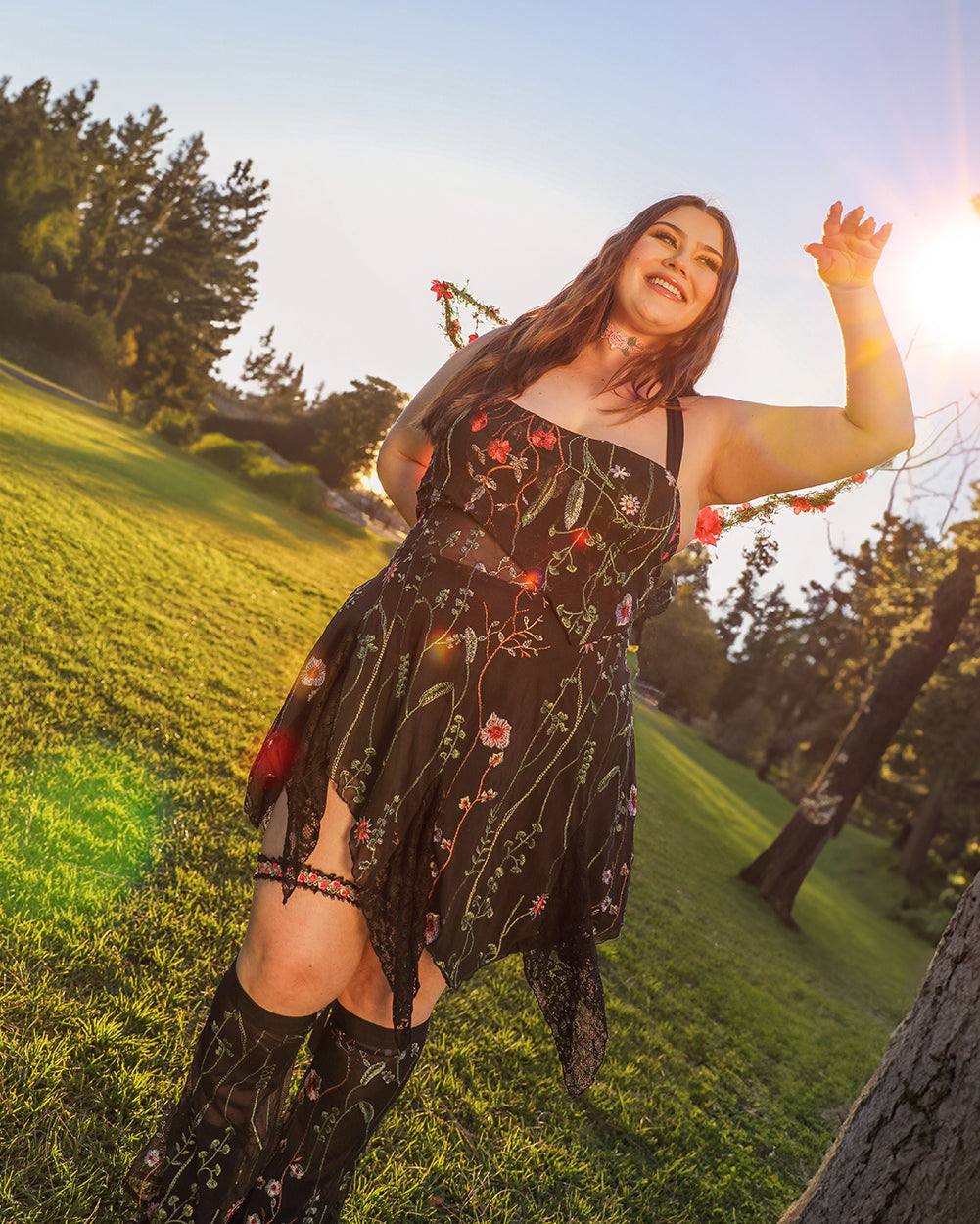 Lace Flowerfields Stretch Pixie Hem Dress - Image 31820414058679