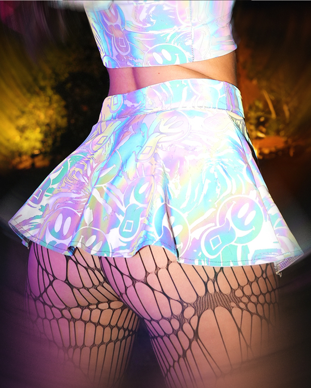 Happy Hour White Reflective Mini Skirt - Image 31898662273207