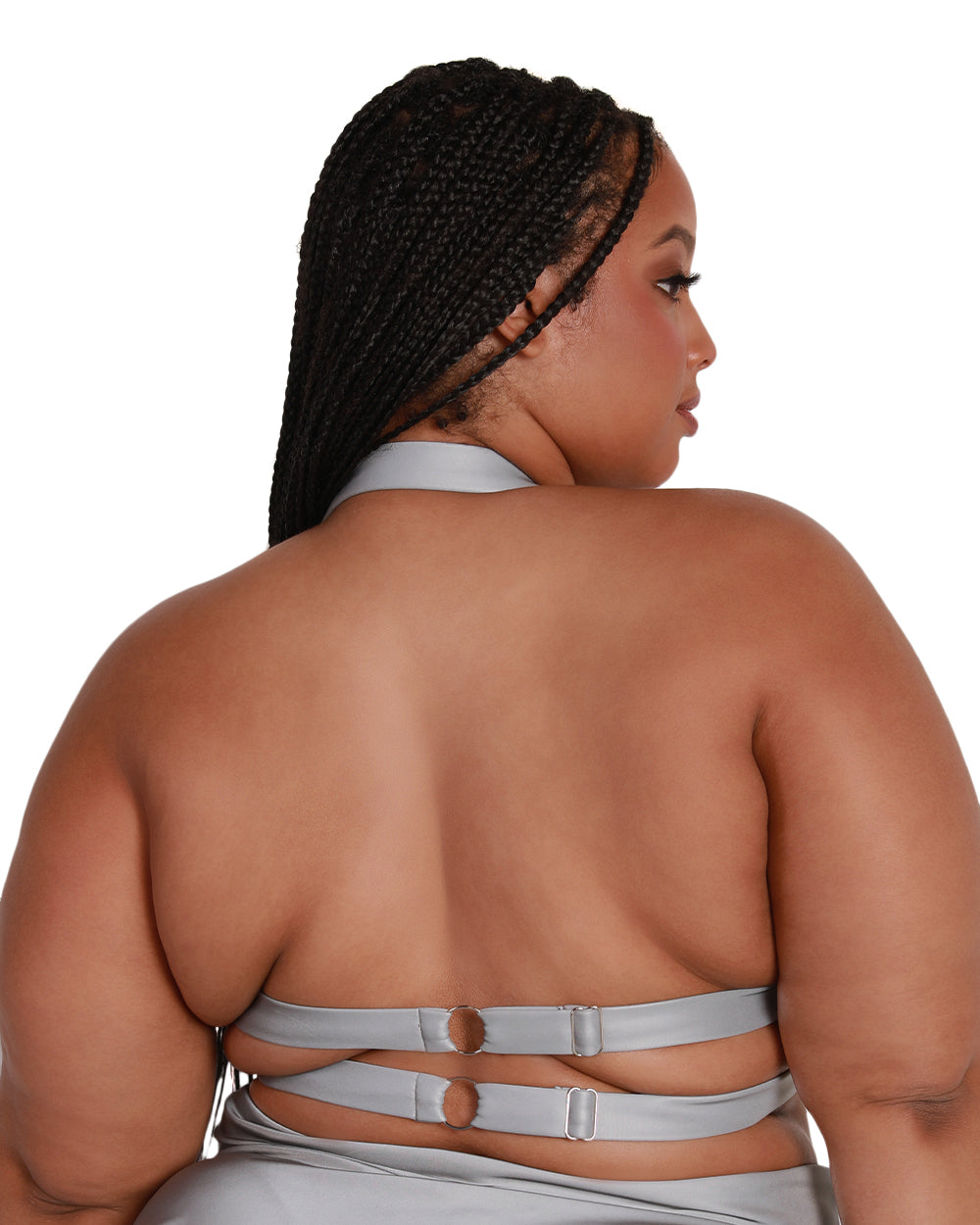 Lightning Flash Reflective Crop Top-Curve1-Grey-Back--Britney---1X