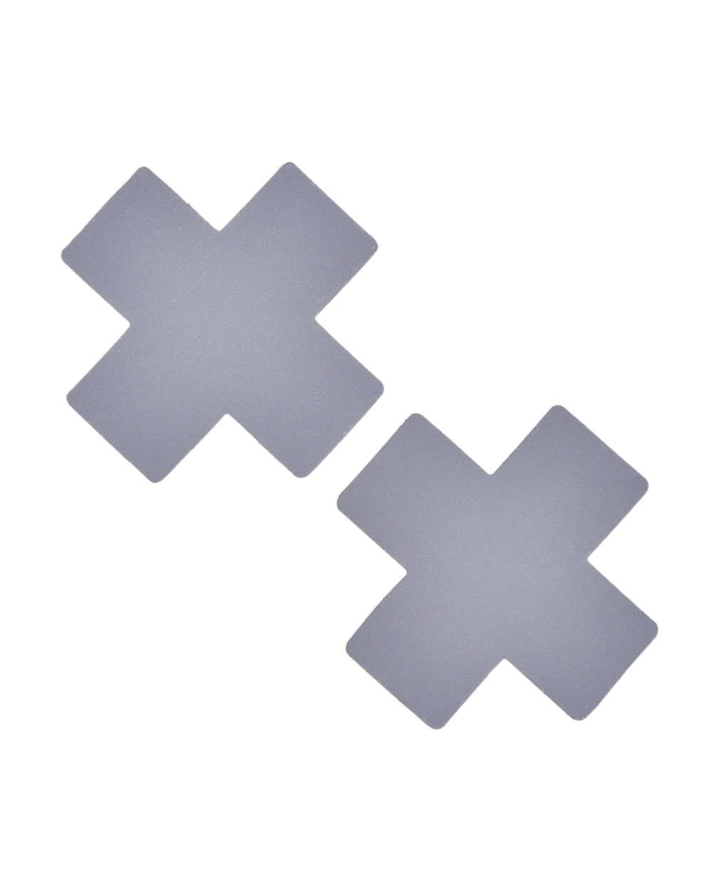 Neva Nude White Reflective Cross Pasties-Silver-Mock