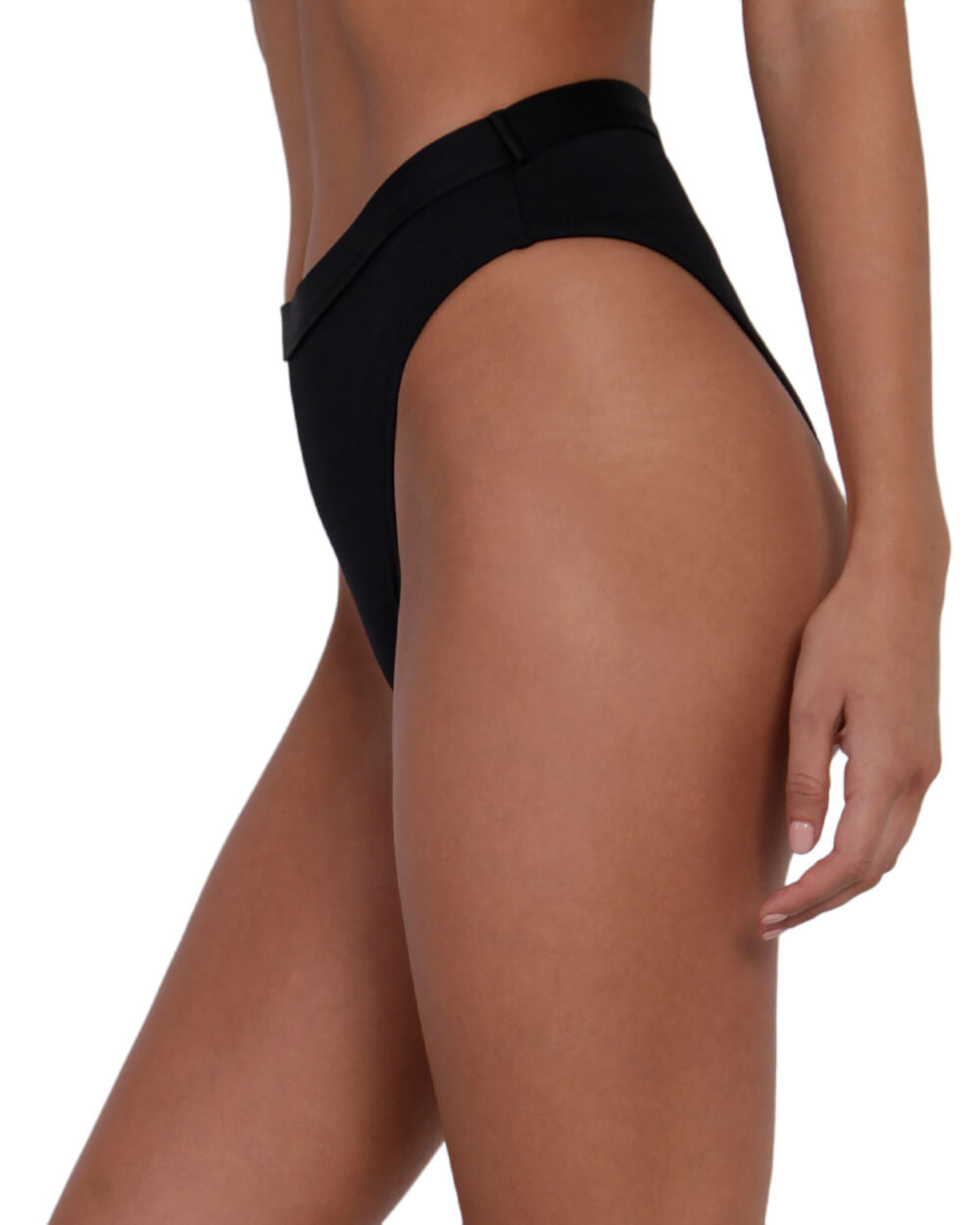 Recycled Fabric Malibu BB High Cut Bottoms-Black-Side--Nadia---S