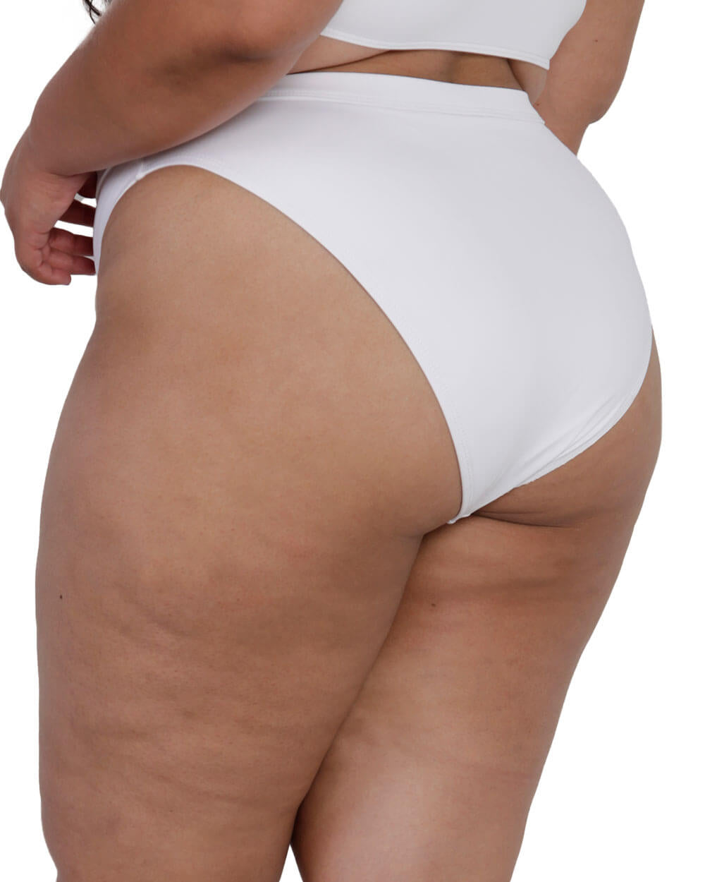 Recycled Fabric Malibu BB High Cut Bottoms-Curve1-White-Back--Silvia---1X