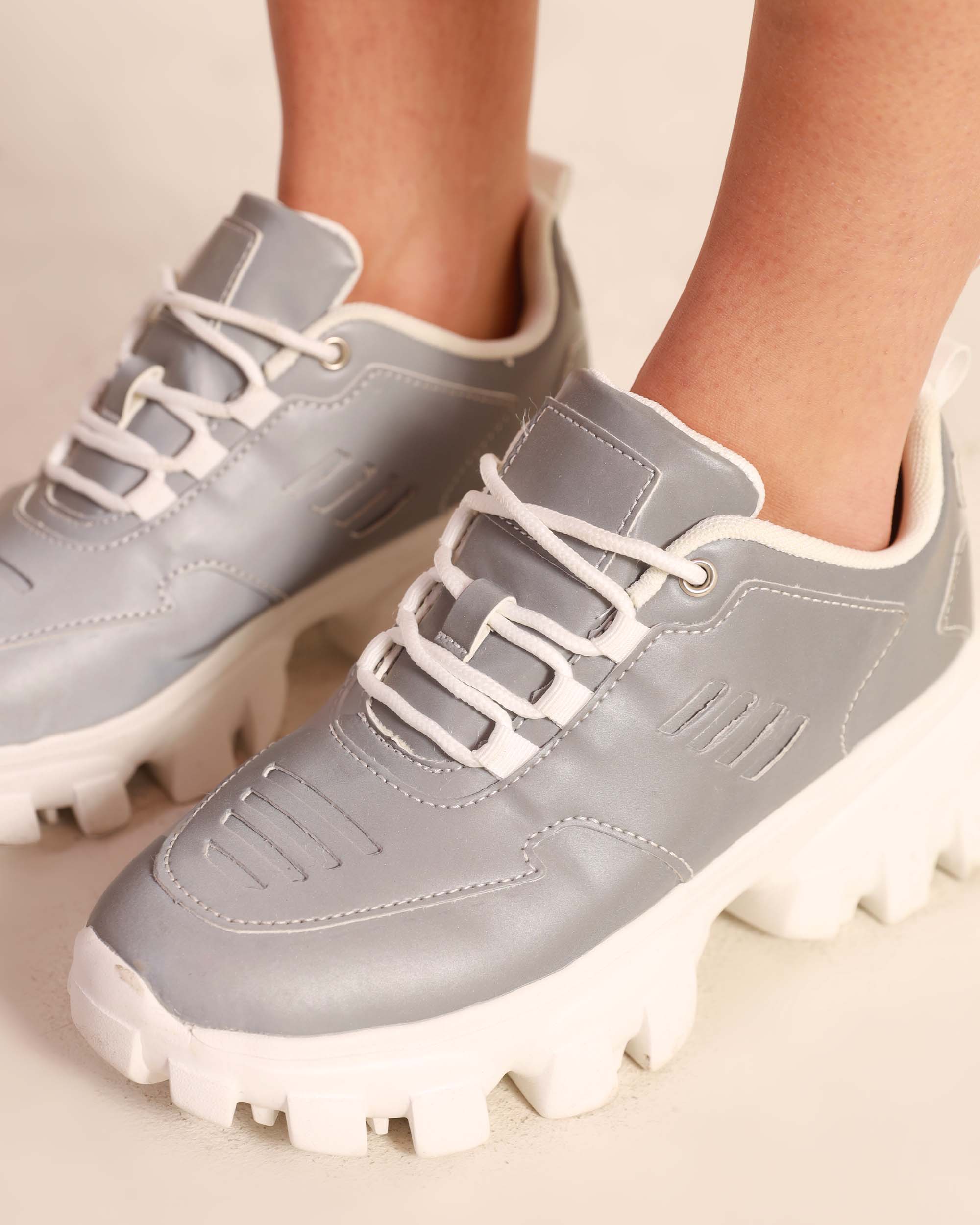 iHeartRaves Dreamy Baby Silver Reflective Sneakers-Silver-Detail