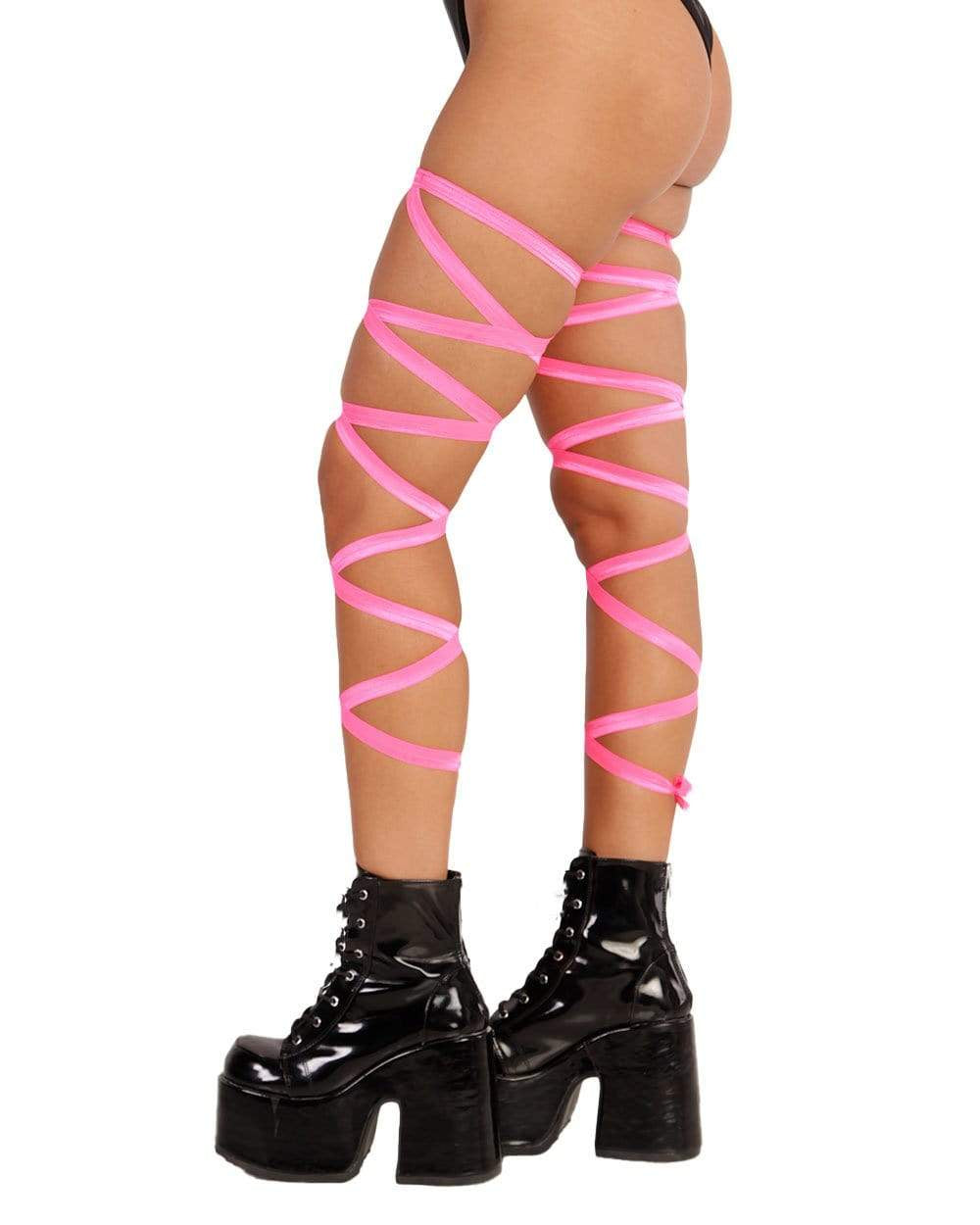 Pair of Non-Slip Neon Pink Leg Wraps-Side