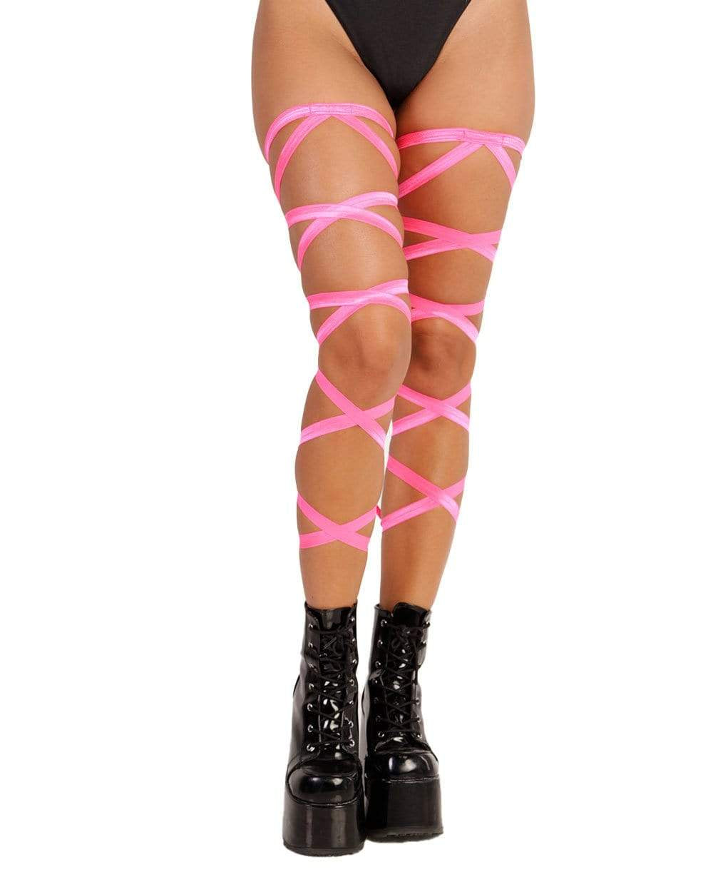 Pair of Non-Slip Neon Pink Leg Wraps-Front