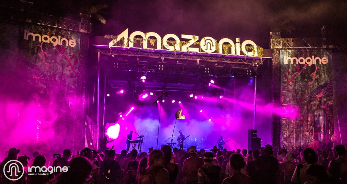 Imagine Music Festival stage with LED wall at night
