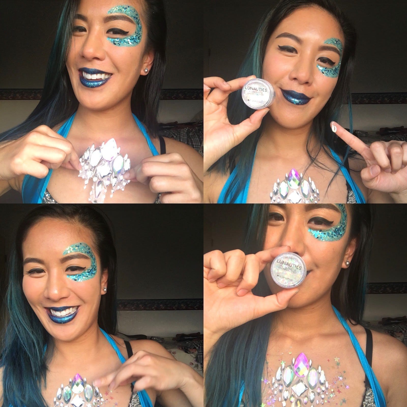 Glitter & Rhinestone Makeup Tutorial for Raves & Music Festivals - Moon Kitty