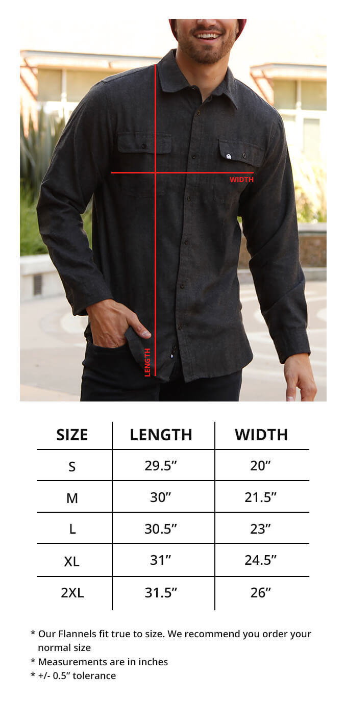 Flannels Jackets Size Chart