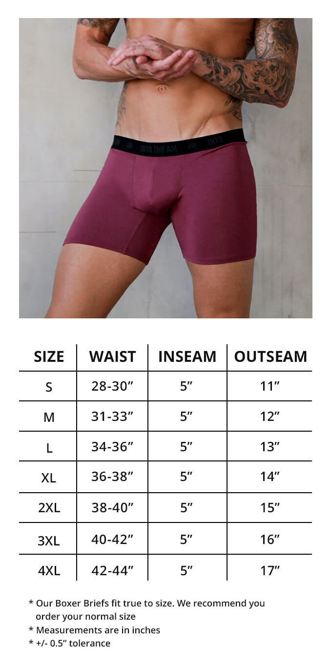 Boxer Brief Size Chart