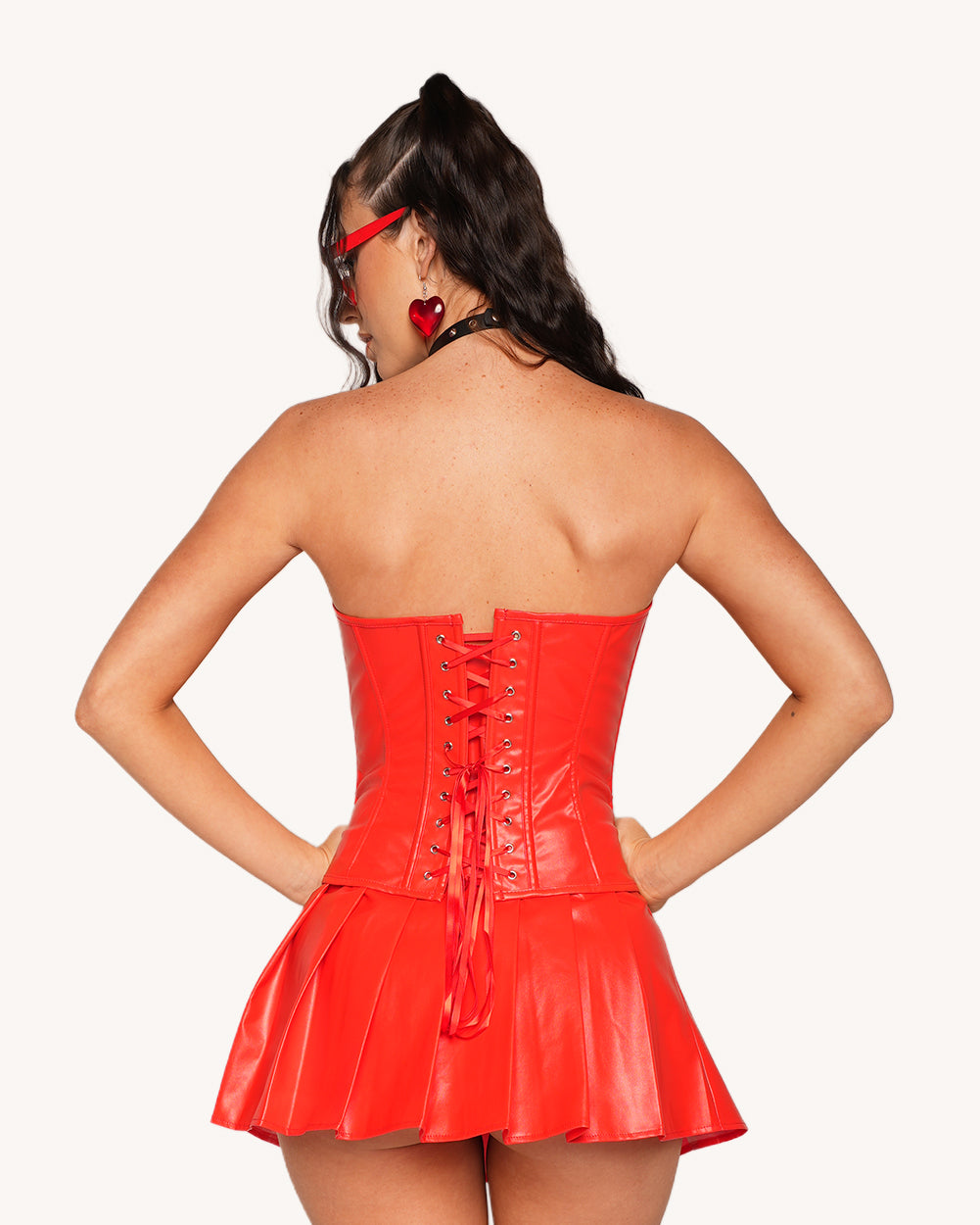 Party Girl Faux Leather Set - Red - Image 34558068850871