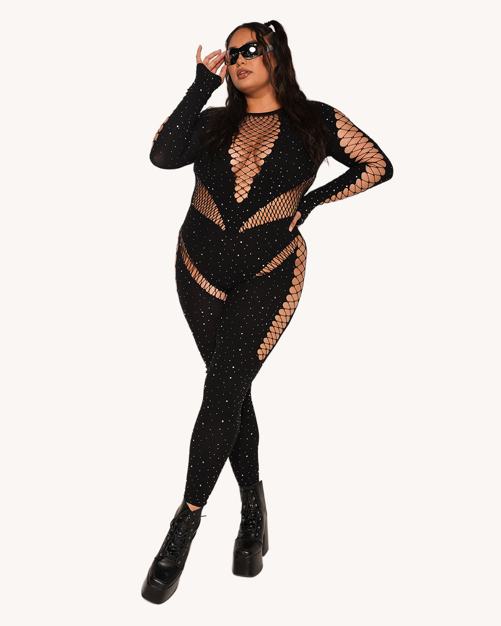 365 Party Grl Rhinestone Long-Sleeve Jumpsuit - Image 34646895132855