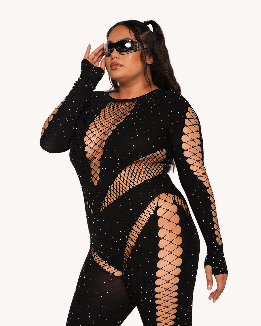 365 Party Grl Rhinestone Long-Sleeve Jumpsuit - Image 34592762658999