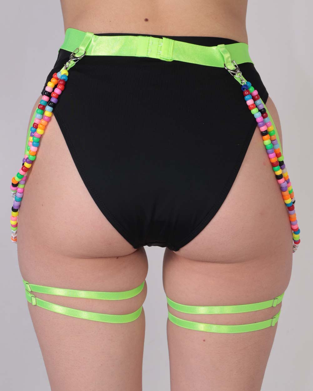 Kandi Kaleidoscope Chain Harness-Neon Green-Back