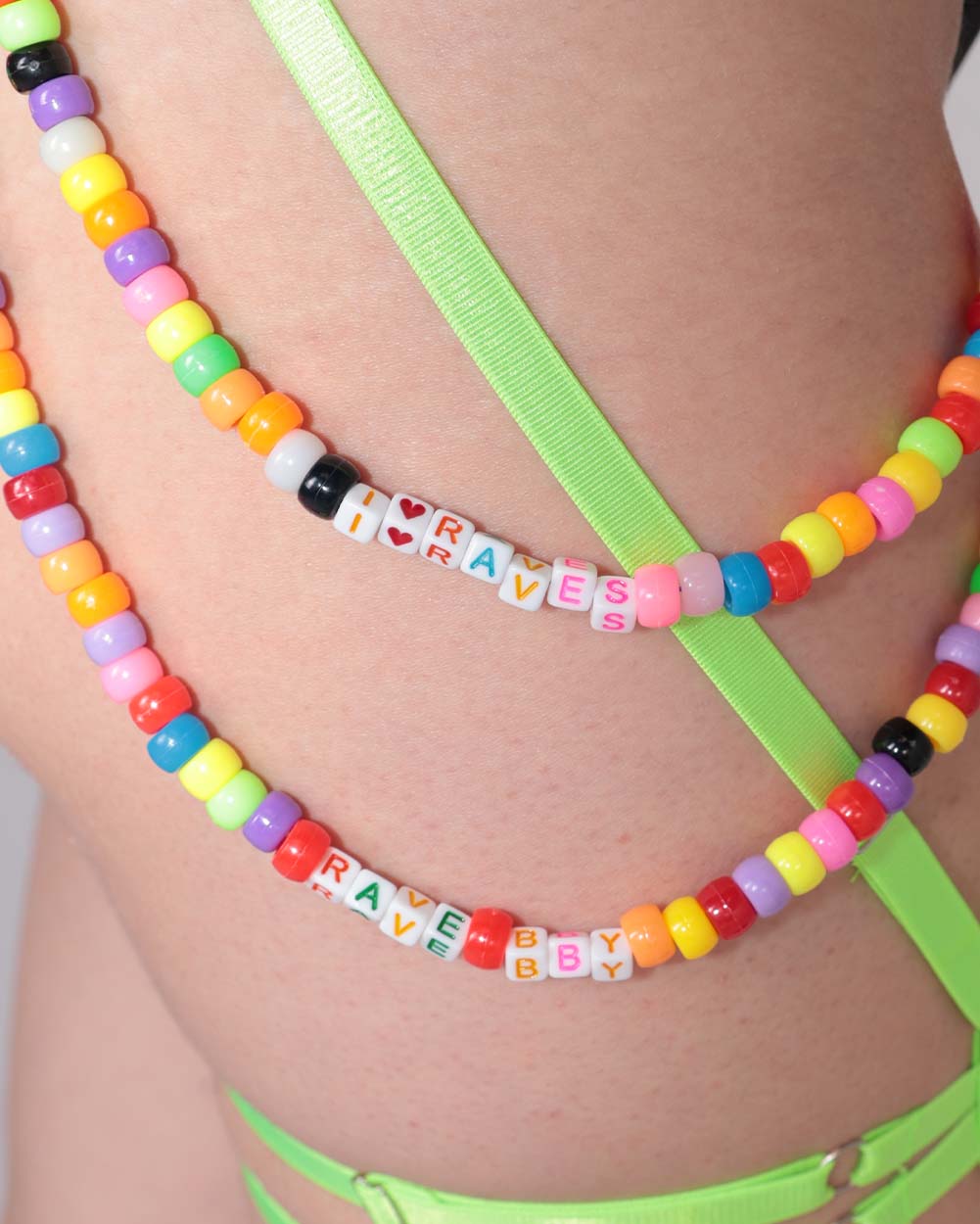 Kandi Kaleidoscope Chain Harness-Neon Green-Detail