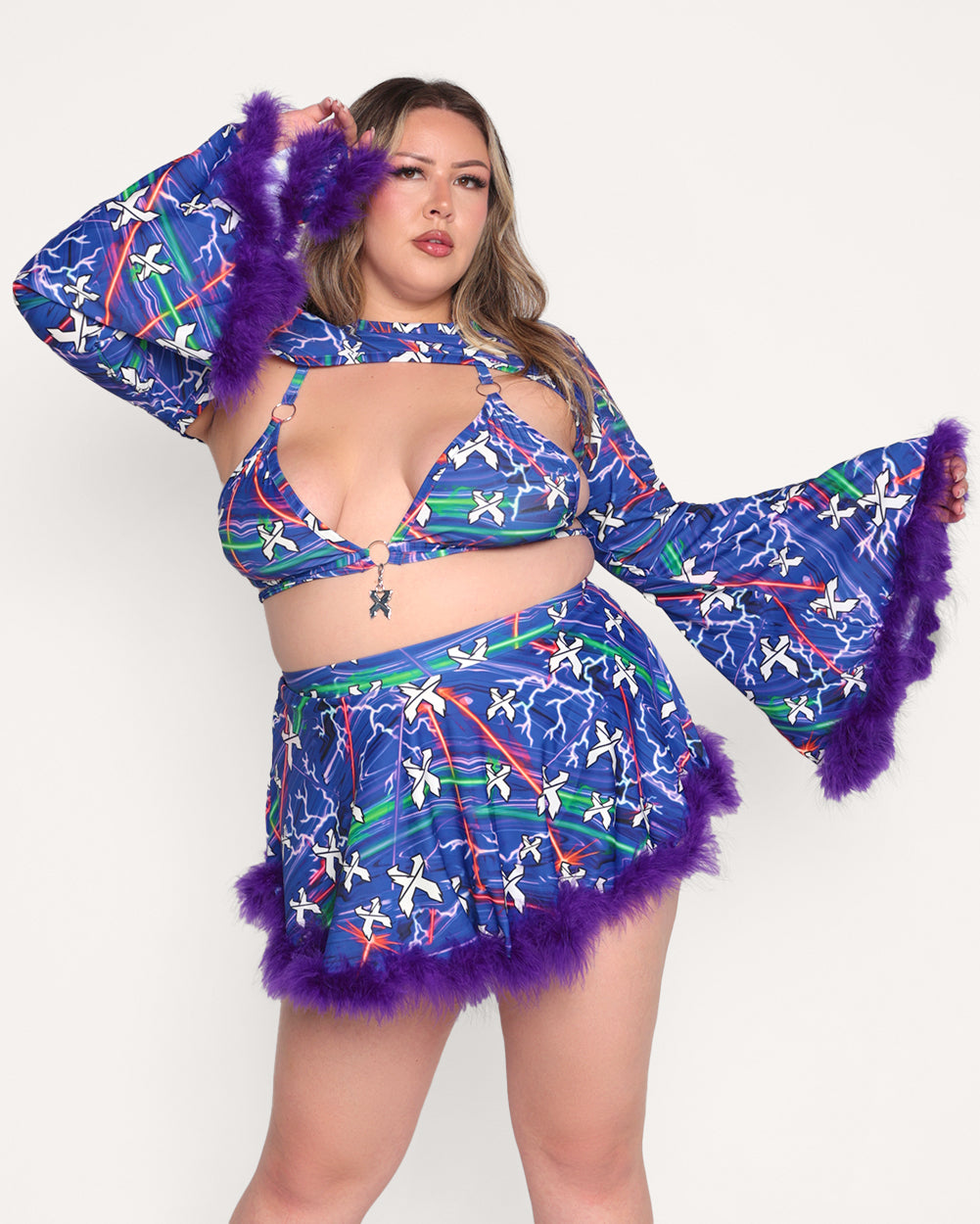 Excision x iHR High Voltage Marabou Ultra Crop Top-Blue/Green/Pink-Curve1-Front--Jasmin---1X