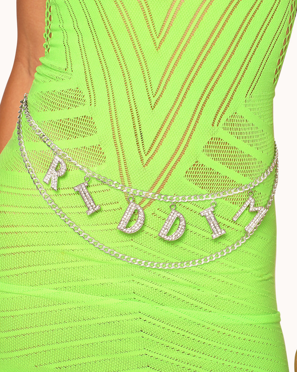 RIDDIM Belly Chain-Silver-Front--Model---S