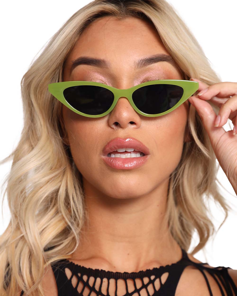 Pretty Kitty Cat Eye Sunglasses-Green-Front