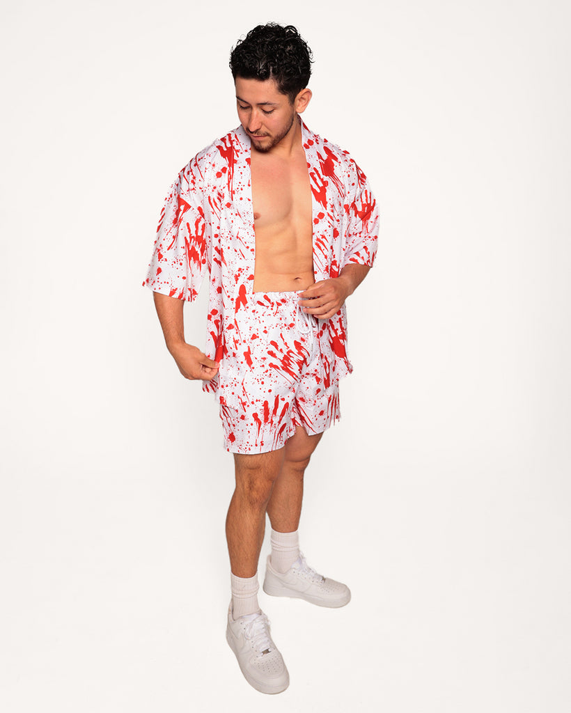 Echoes of Carnage Mens Blood Printed Robe-Red/White-Regular-Full--Eric2---L