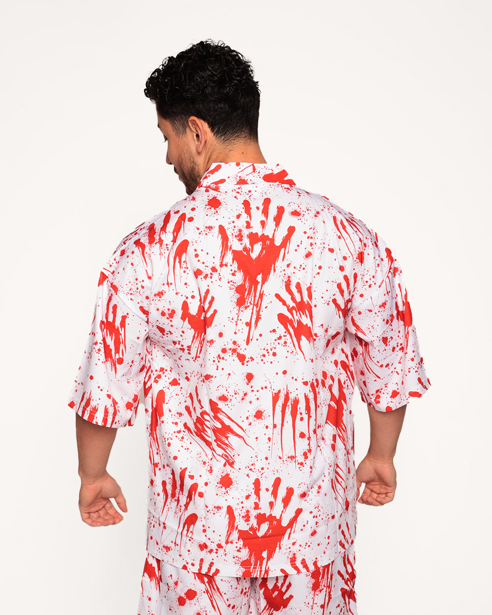 Echoes of Carnage Mens Blood Printed Robe-Red/White-Regular-Back--Eric2---L