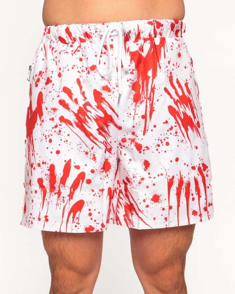 Echoes of Carnage Mens Blood Printed Shorts-Red/White-Regular-Front--Eric2---L