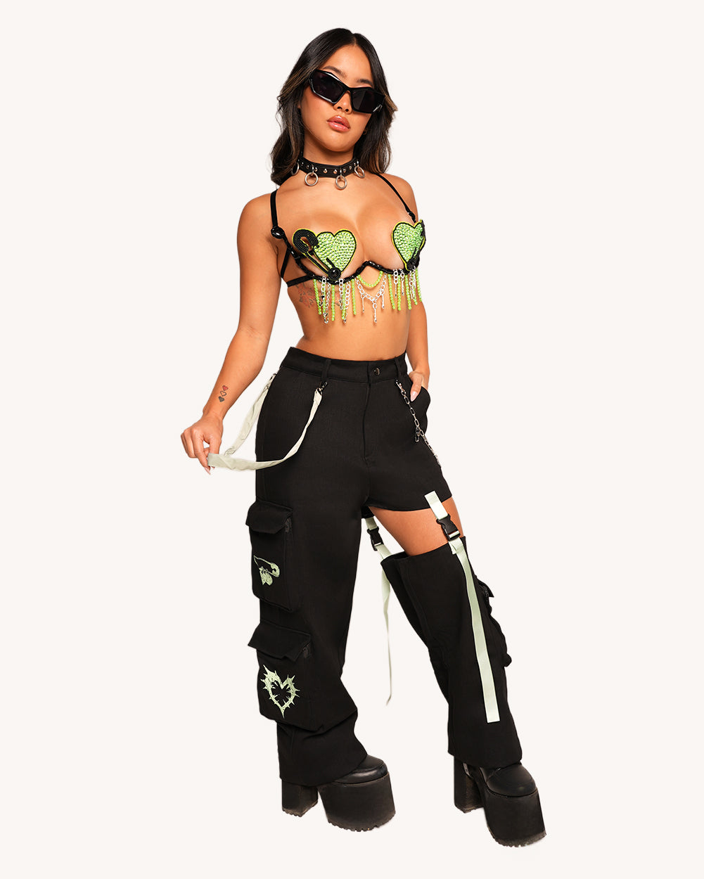 Sunflowerraver x iHR Get Bent Wide Leg Detachable Leg Pants - Image 33656385896631
